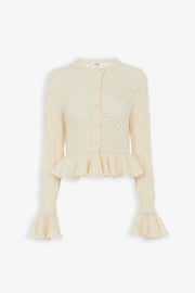 Ruffled knit cardigan