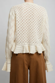 Ruffled knit cardigan