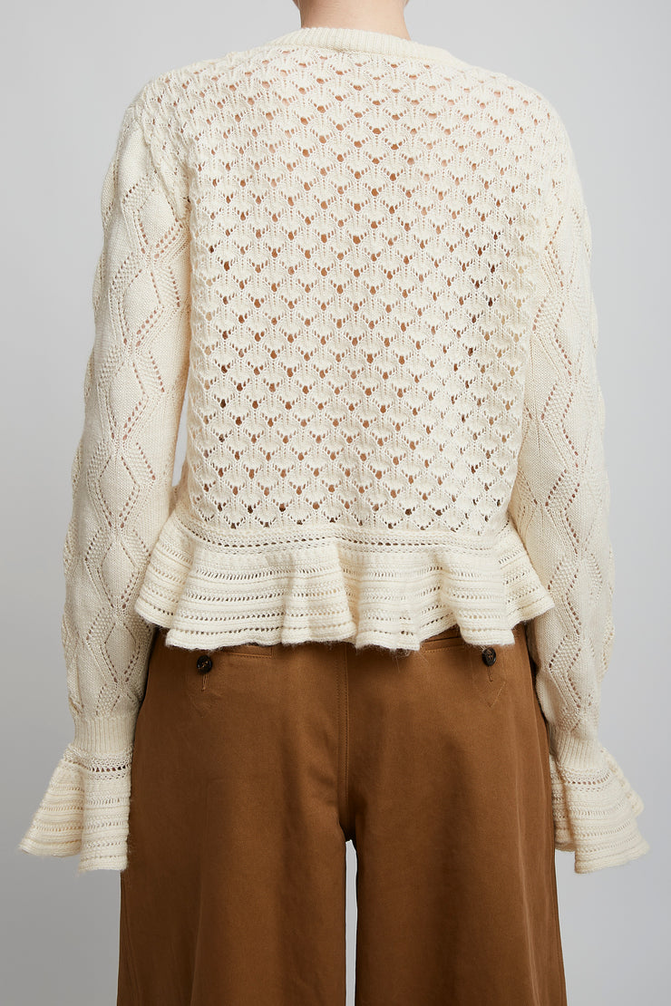 Ruffled knit cardigan