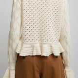 Ruffled knit cardigan