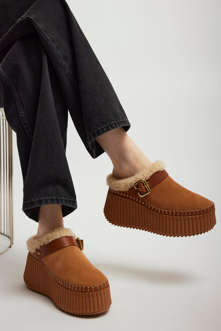 Nama tan shearling sneakers