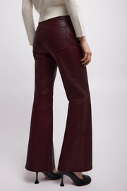 Flared trousers in leather