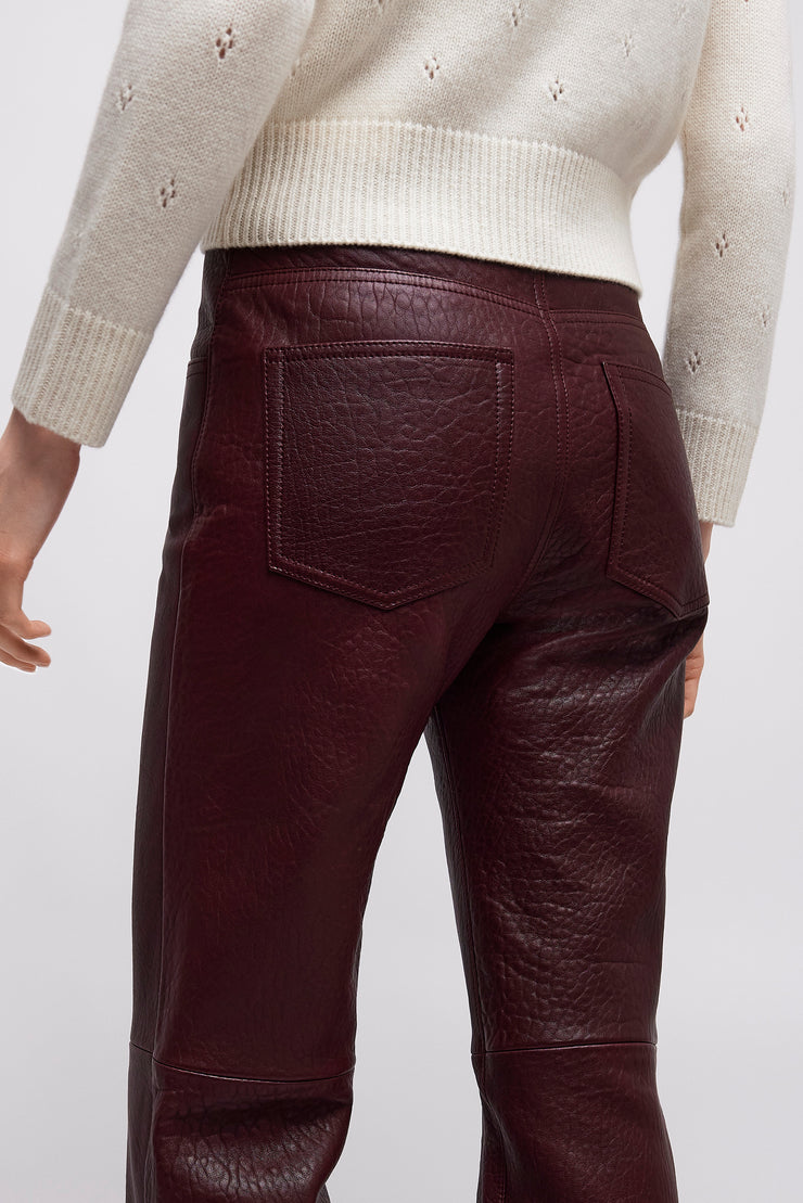 Flared trousers in leather