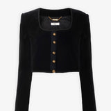 Cropped Spencer black velvet jacket