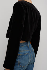 Cropped Spencer black velvet jacket