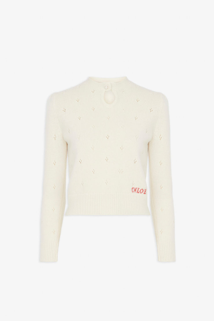 Logo white knitted jumper