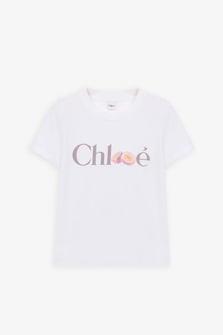 Logo white peach cotton t-shirt