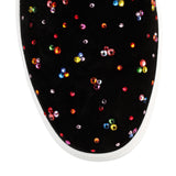 Boat black suede crystal slip-on