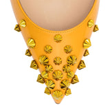 Drama 70 Yellow Patent Leather Slingback Stud Pumps
