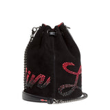 Marie Jane Bucket black suede shoulder bag