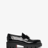CL Moc black leather strass loafers
