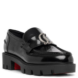CL Moc black leather strass loafers