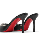 Me Dolly 85 black leather spikes mules