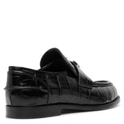 CL Moc flat embossed black leather loafers