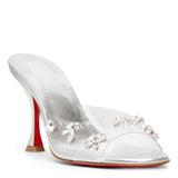 Degraqueen 85 pvc silver leather mules