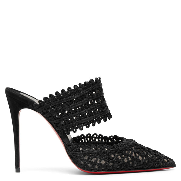 Deia 100 macrame black mule pumps