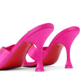 Nicol is Back 85 pink satin mules
