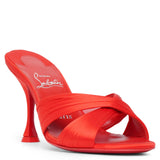 Nicol is Back 85 red satin mules