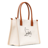 Nastroloubi E/W large natural canvas tote bag