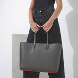 Cabata large dark grey leather tote bag