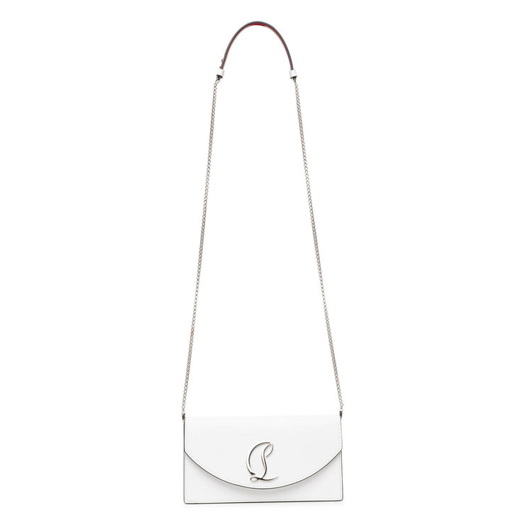 Loubi54 white leather clutch bag