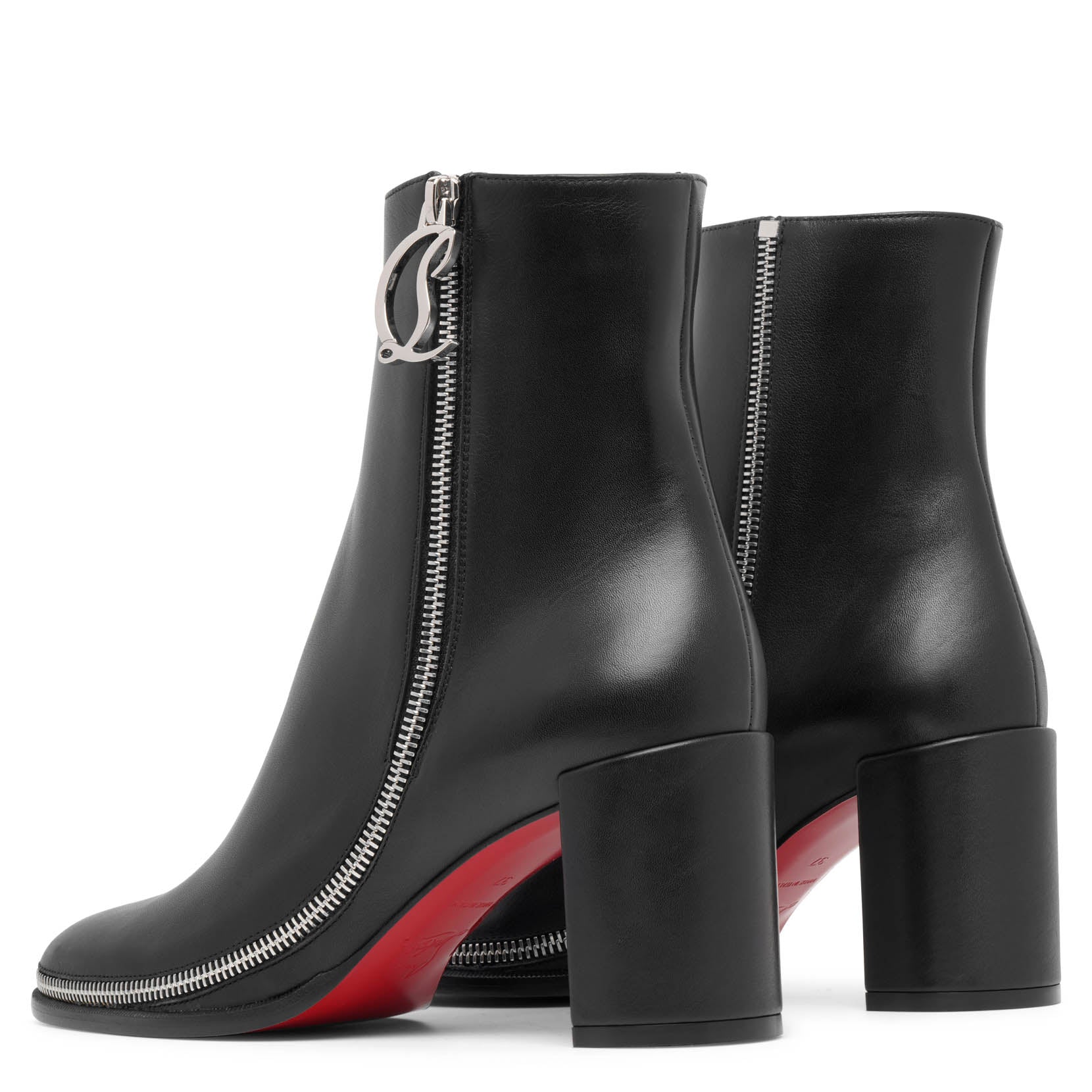 Shop Christian Louboutin Cl Zip 70 Black Leather Ankle Boots