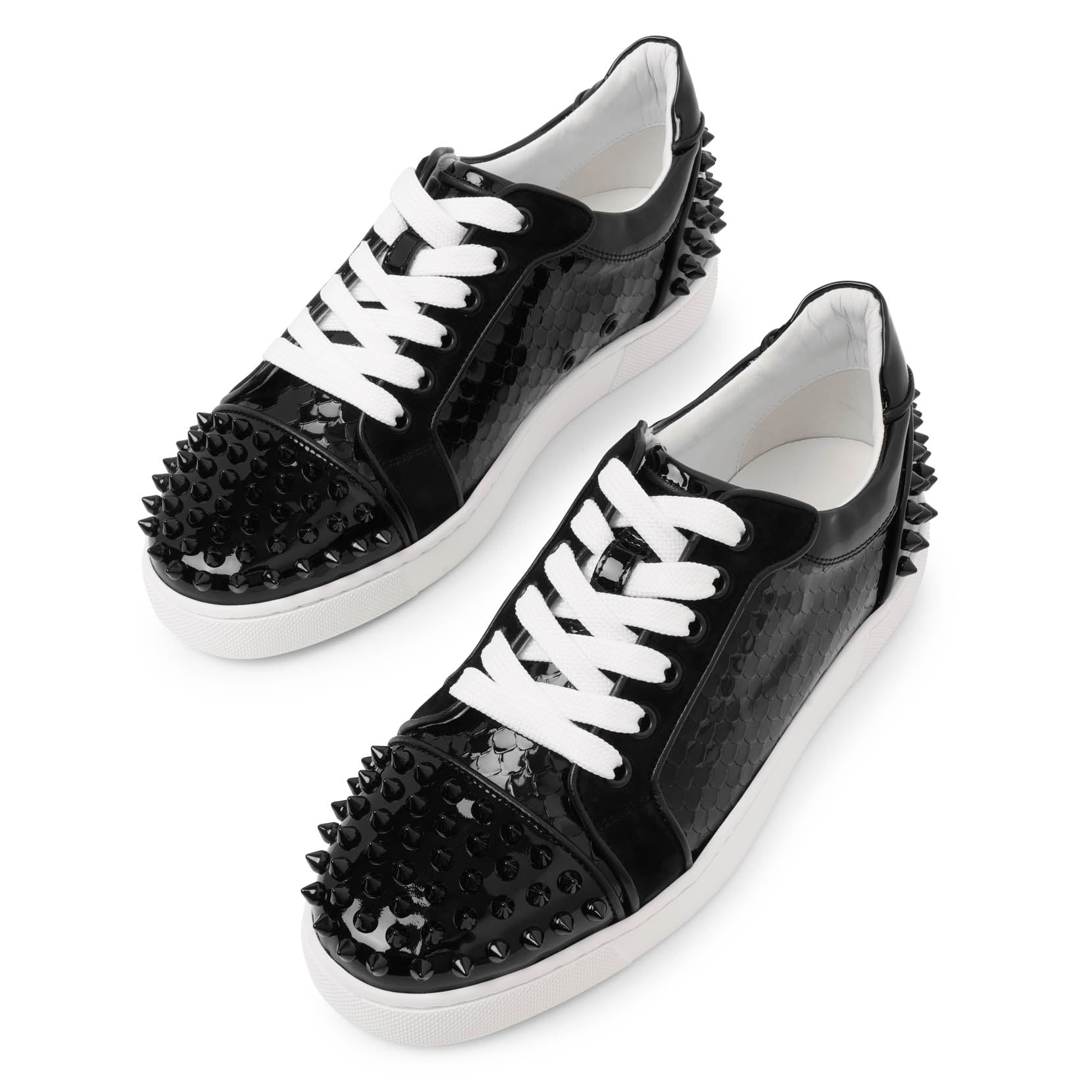 Shop Christian Louboutin Vieira 2 Orlato Black Patent Sneakers
