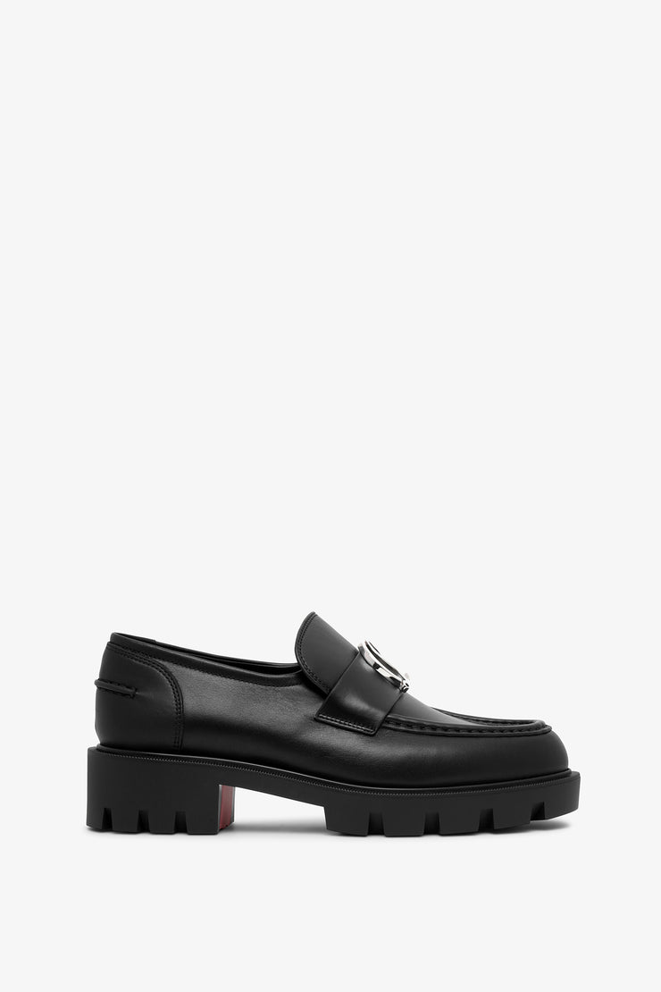 CL Moc lug black leather flats