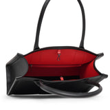 By my side E/W black leather tote bag