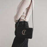 Loubi54 small black leather crossbody bag
