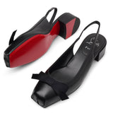 Mamaflirt black leather sling pumps