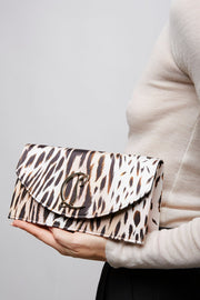Loubi54 animal print satin clutch