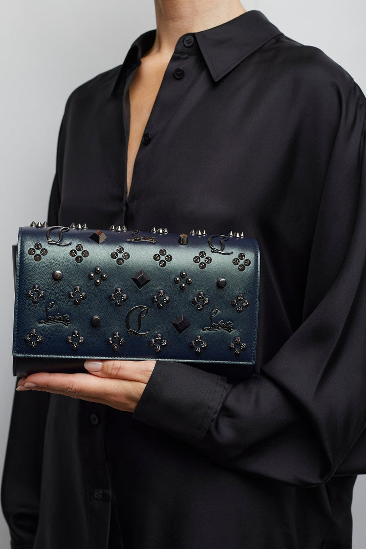 Paloma black leather clutch
