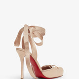 Cassia lace up 100 blush satin pumps