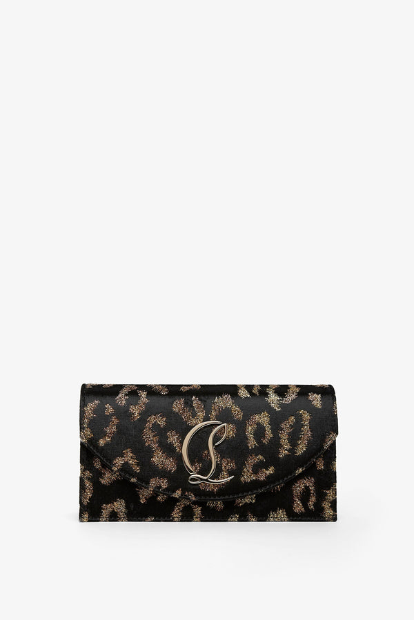 Loubi54 leopard velvet clutch