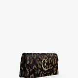 Loubi54 leopard velvet clutch