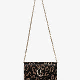 Loubi54 leopard velvet clutch