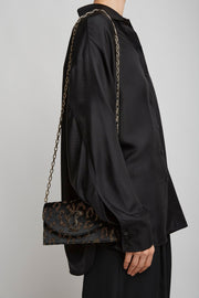 Loubi54 leopard velvet clutch