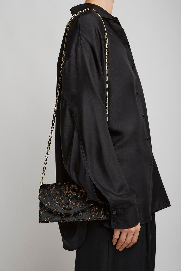 Loubi54 leopard velvet clutch