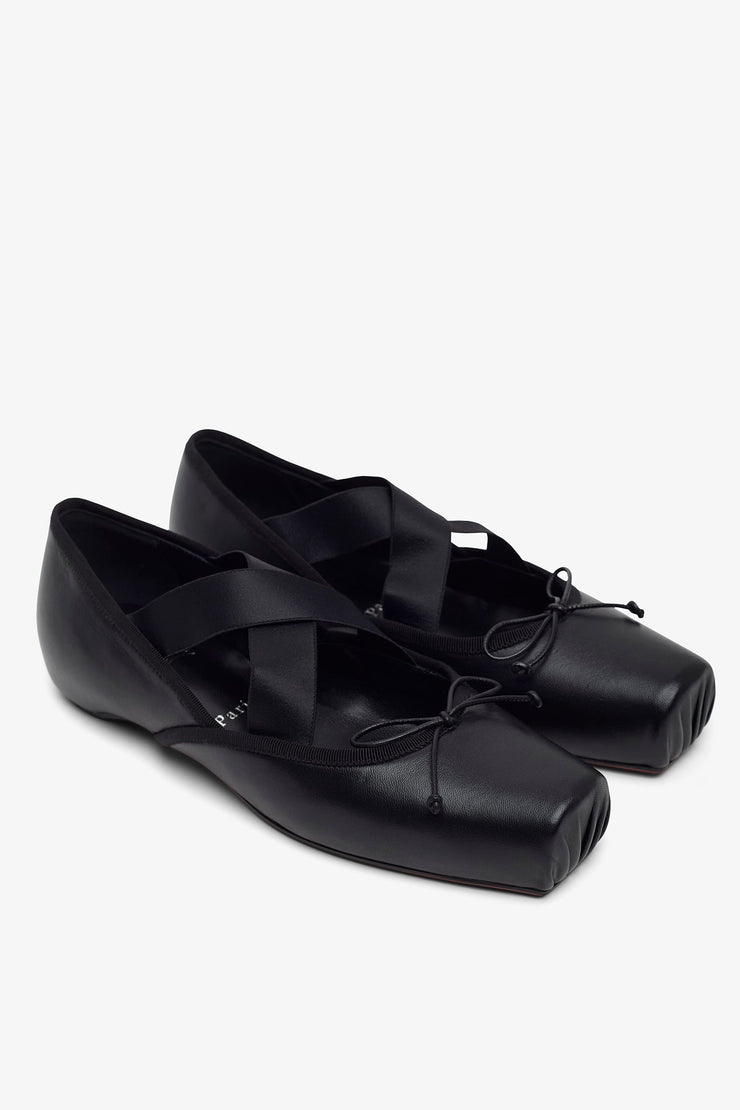 Cassiasticina black leather ballerinas