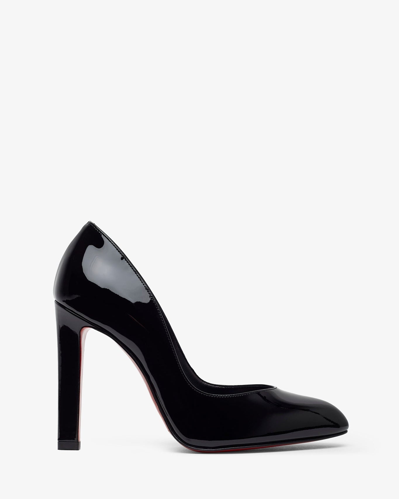 Black high-heeled shoe on a white background