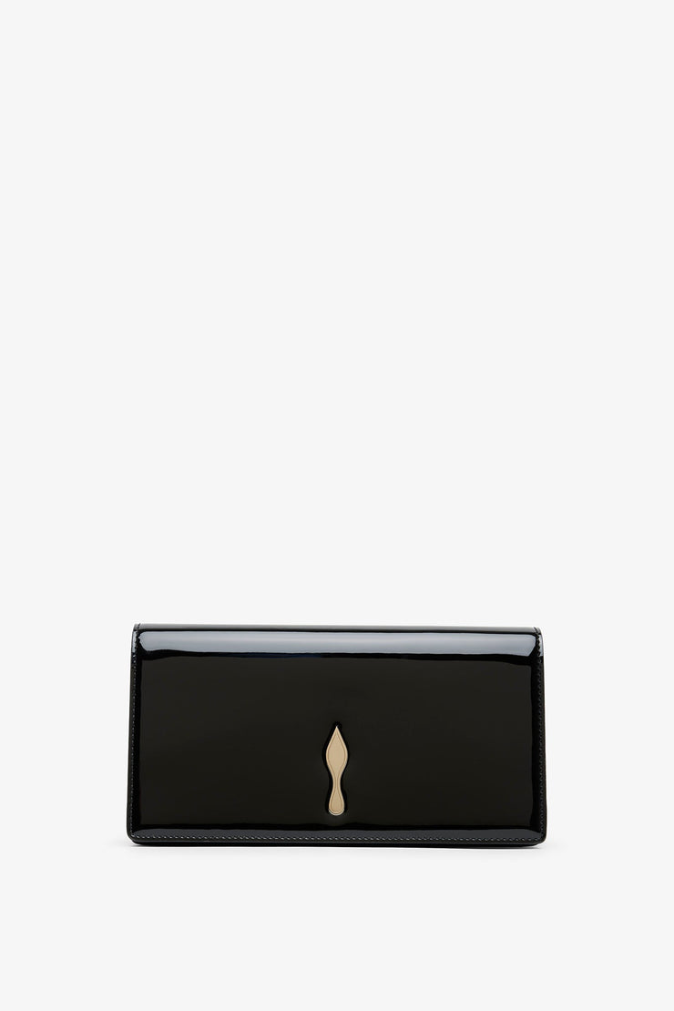 Bettina black patent clutch