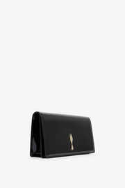 Bettina black patent clutch