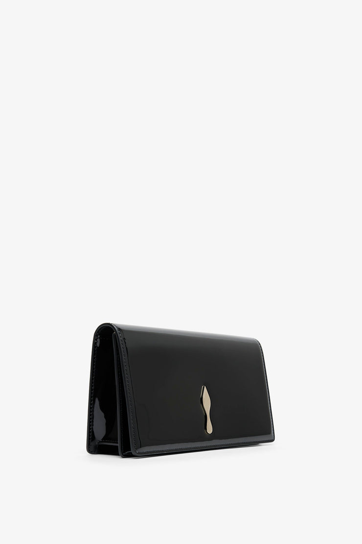 Bettina black patent clutch