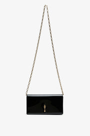 Bettina black patent clutch