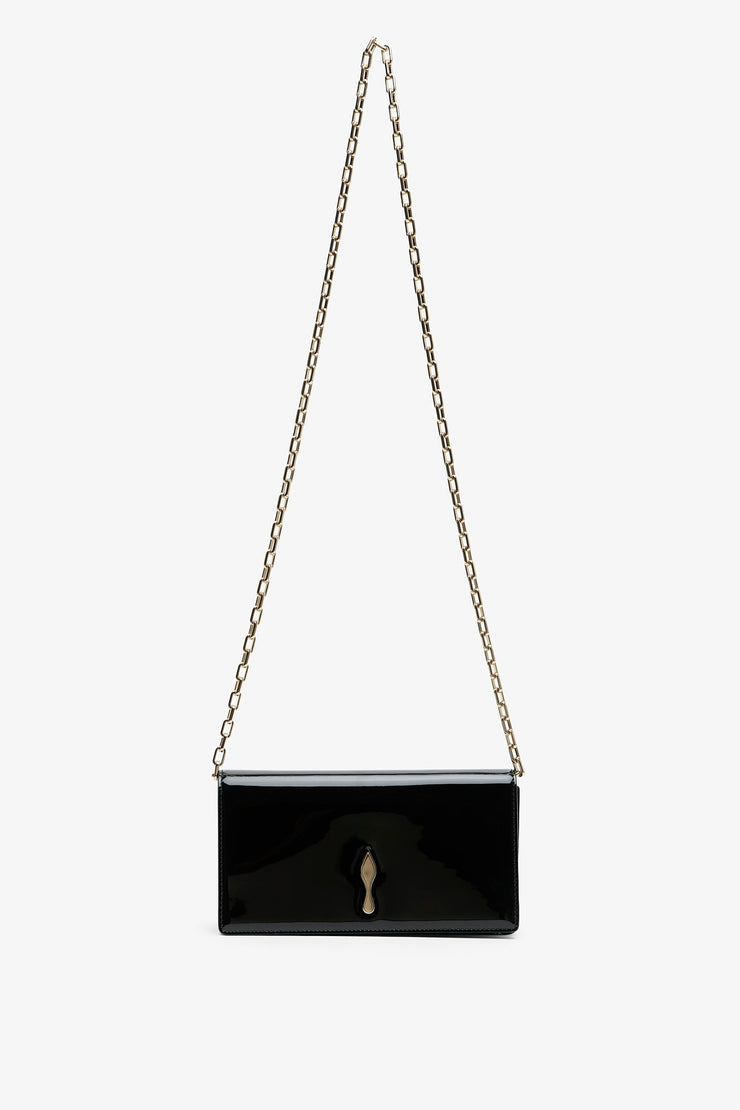Bettina black patent clutch