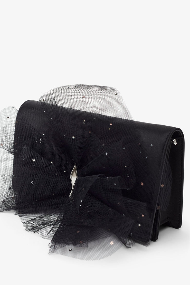 Bettina black bow clutch