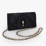 Bettina crepe satin black clutch