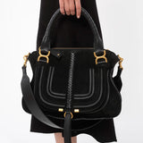 Marcie black suede shoulder bag