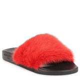 Red mink slide sandal